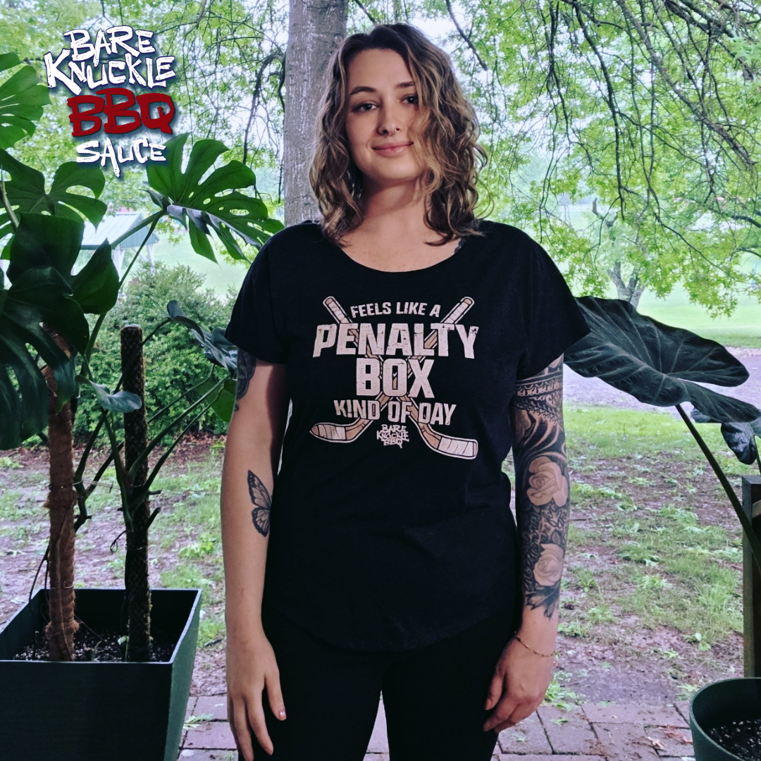 Bare Knuckle BBQ Penalty Box Women's T-Shirt | Relaxed Fit Triblend | Hockey Mom Tee