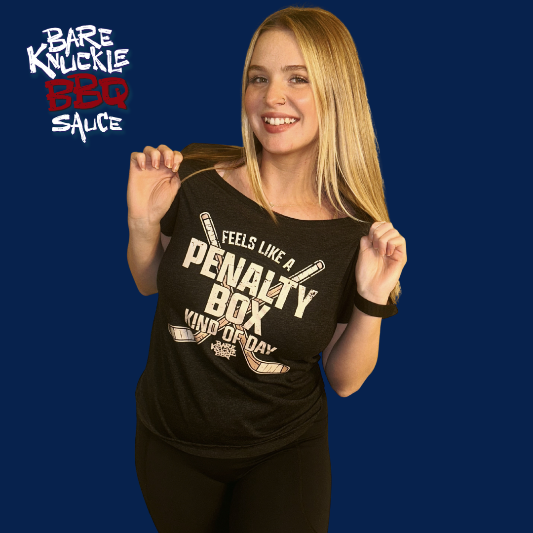 Bare Knuckle BBQ Penalty Box Women's T-Shirt | Relaxed Fit Triblend | Hockey Mom Tee