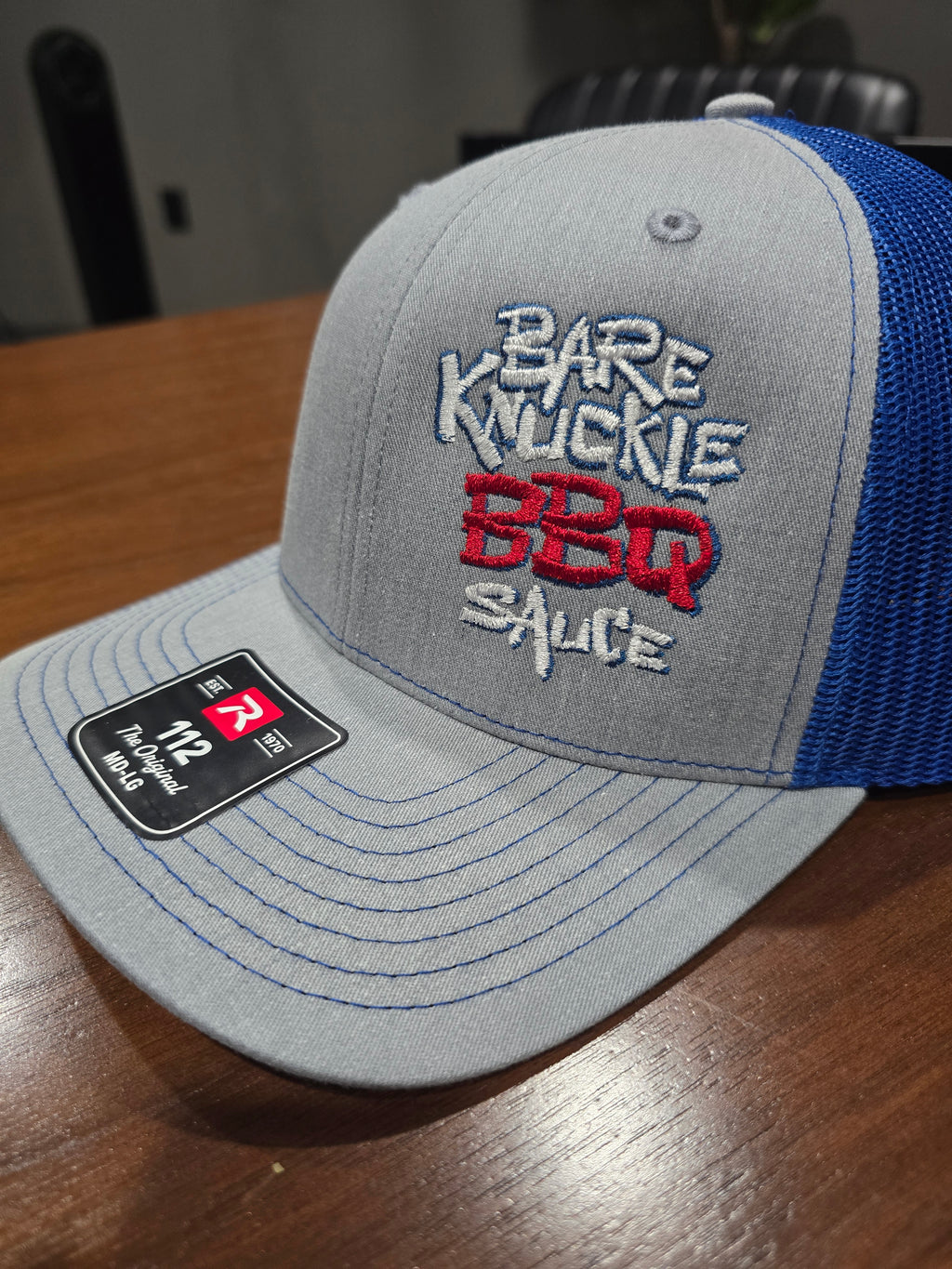 Bare Knuckle BBQ Trucker Hat - Blue / Grey - Richardson 112 Embroidered