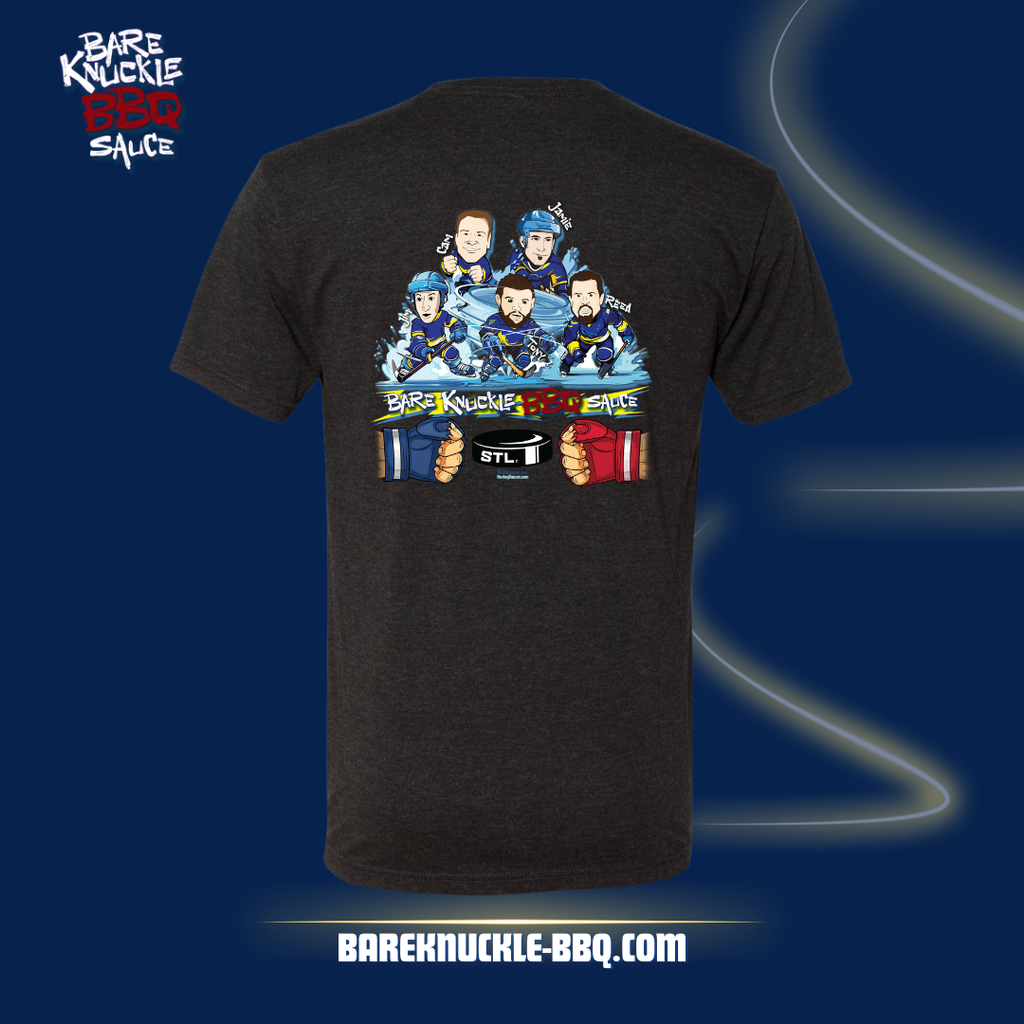 Bare Knuckle BBQ Hockey Crew T-Shirt | Unisex Triblend | St. Louis BBQ