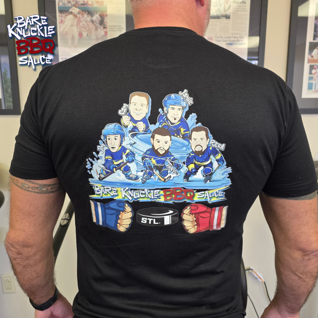 Bare Knuckle BBQ Hockey Crew T-Shirt | Unisex Triblend | St. Louis BBQ