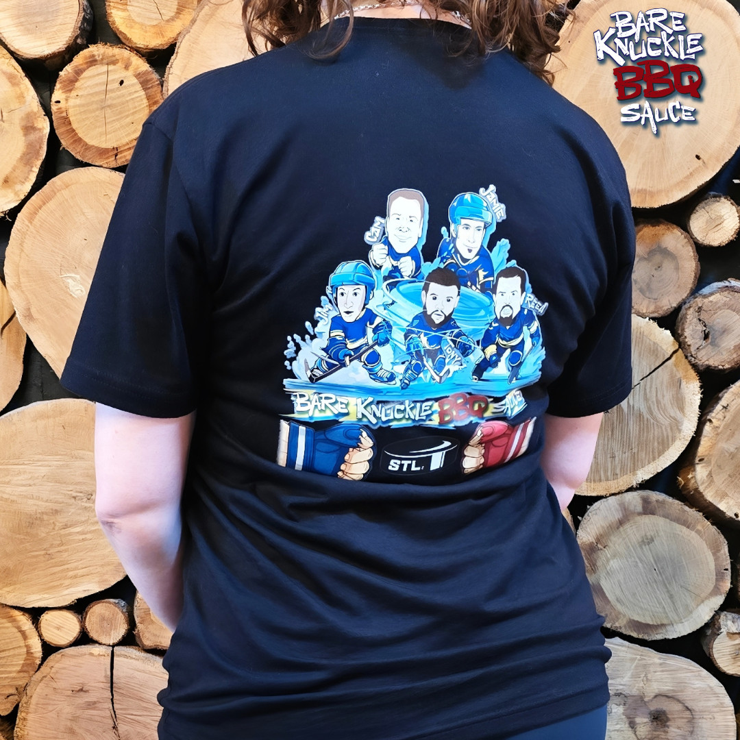 Bare Knuckle BBQ Hockey Crew T-Shirt | Unisex Triblend | St. Louis BBQ
