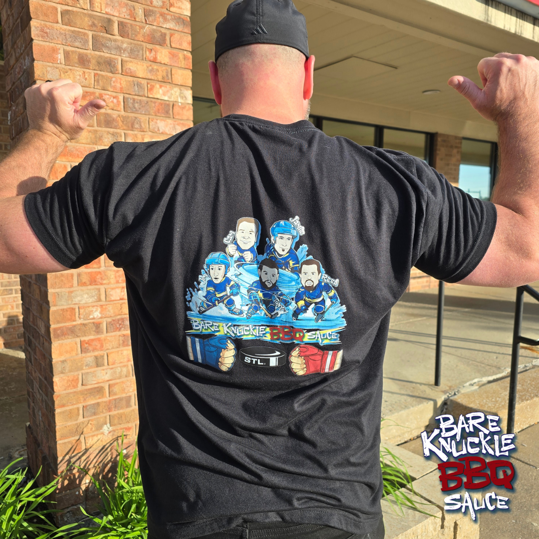 Bare Knuckle BBQ Hockey Crew T-Shirt | Unisex Triblend | St. Louis BBQ