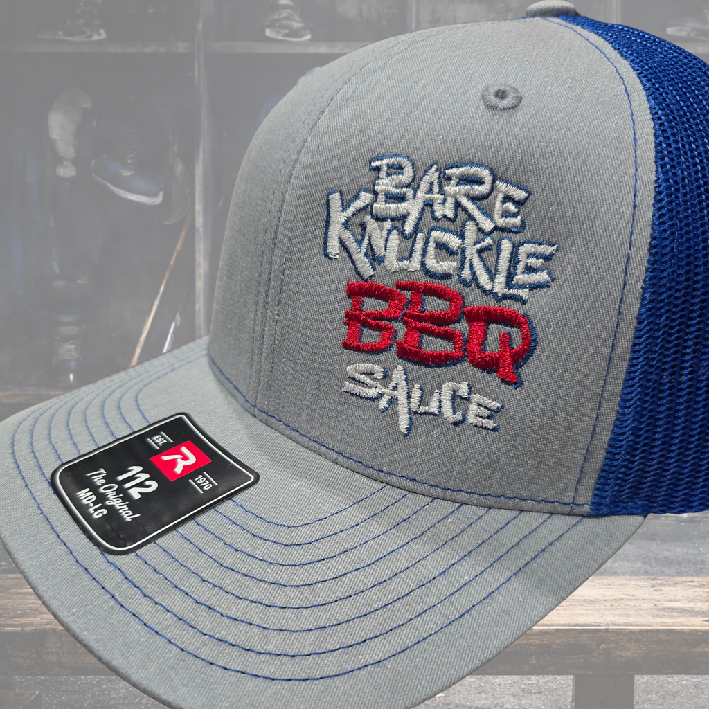 Bare Knuckle BBQ Trucker Hat - Blue / Grey - Richardson 112 Embroidered